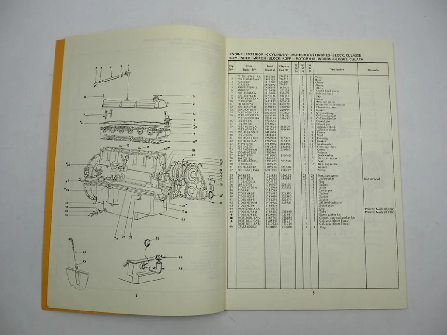 Sperry New Holland Ford 2712 2713 2715 E Diesel Engines Ersatzteilliste 1977