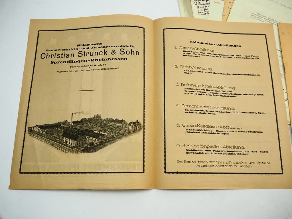 Stahlbeton Platten Strunck Sprendlingen 1925 Kundenurteile & Rechnungen Art Deco