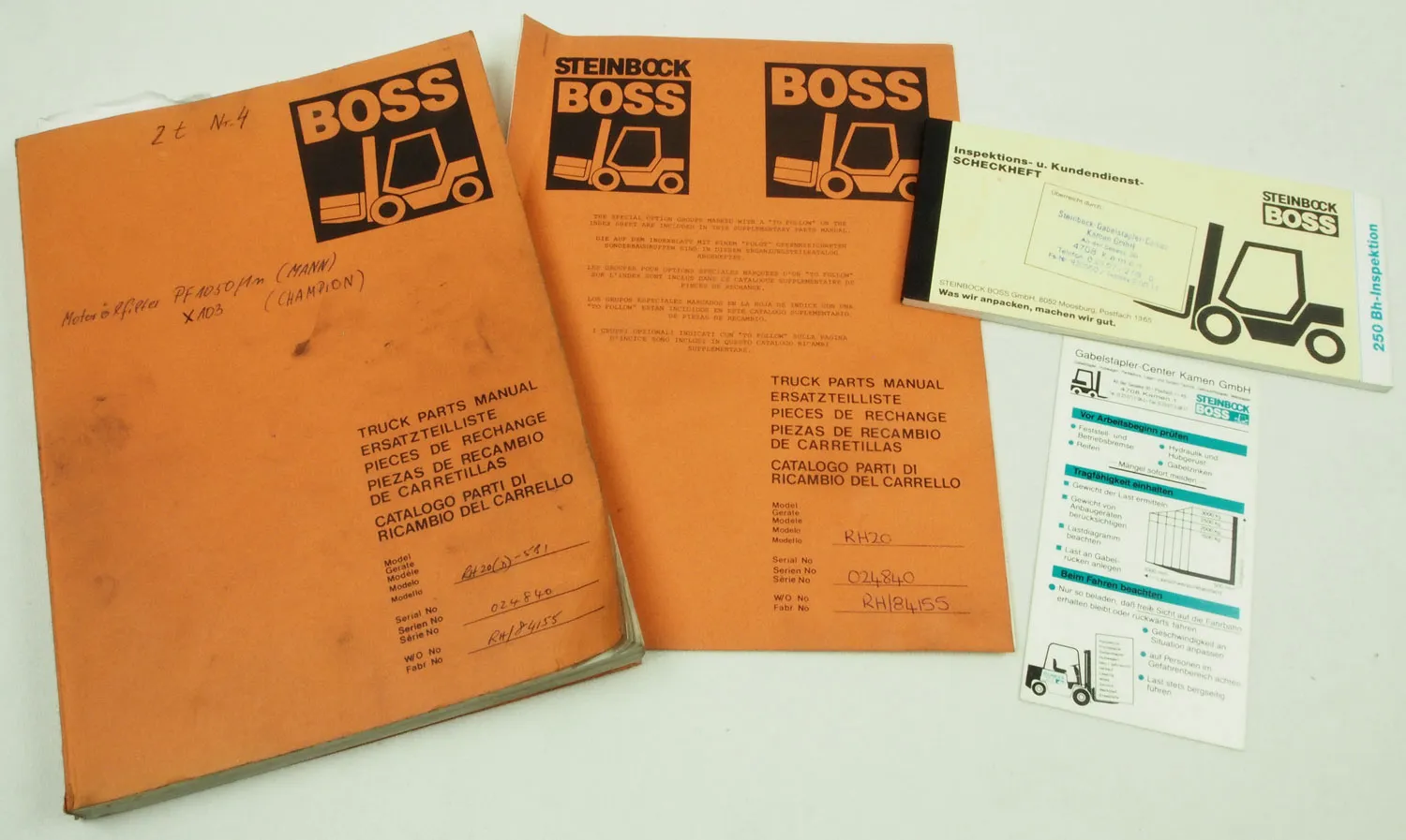 Steinbock Boss RH20 D Stapler Ersatzteilliste Truck Parts List ca 1994
