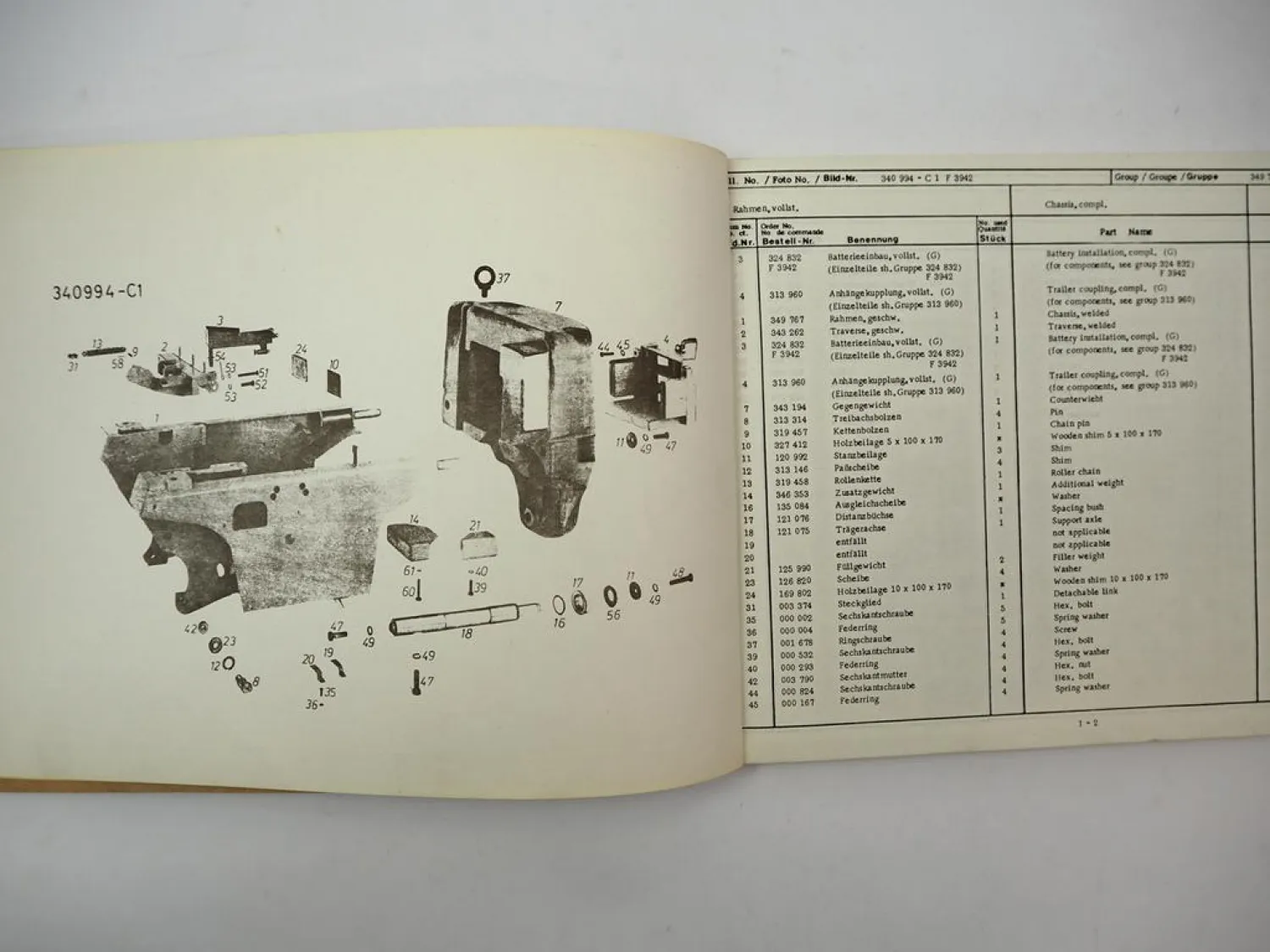 Steinbock DFG 1,6 DA 290 Gabelstapler Ersatzteilliste Parts List 1970er Jahre