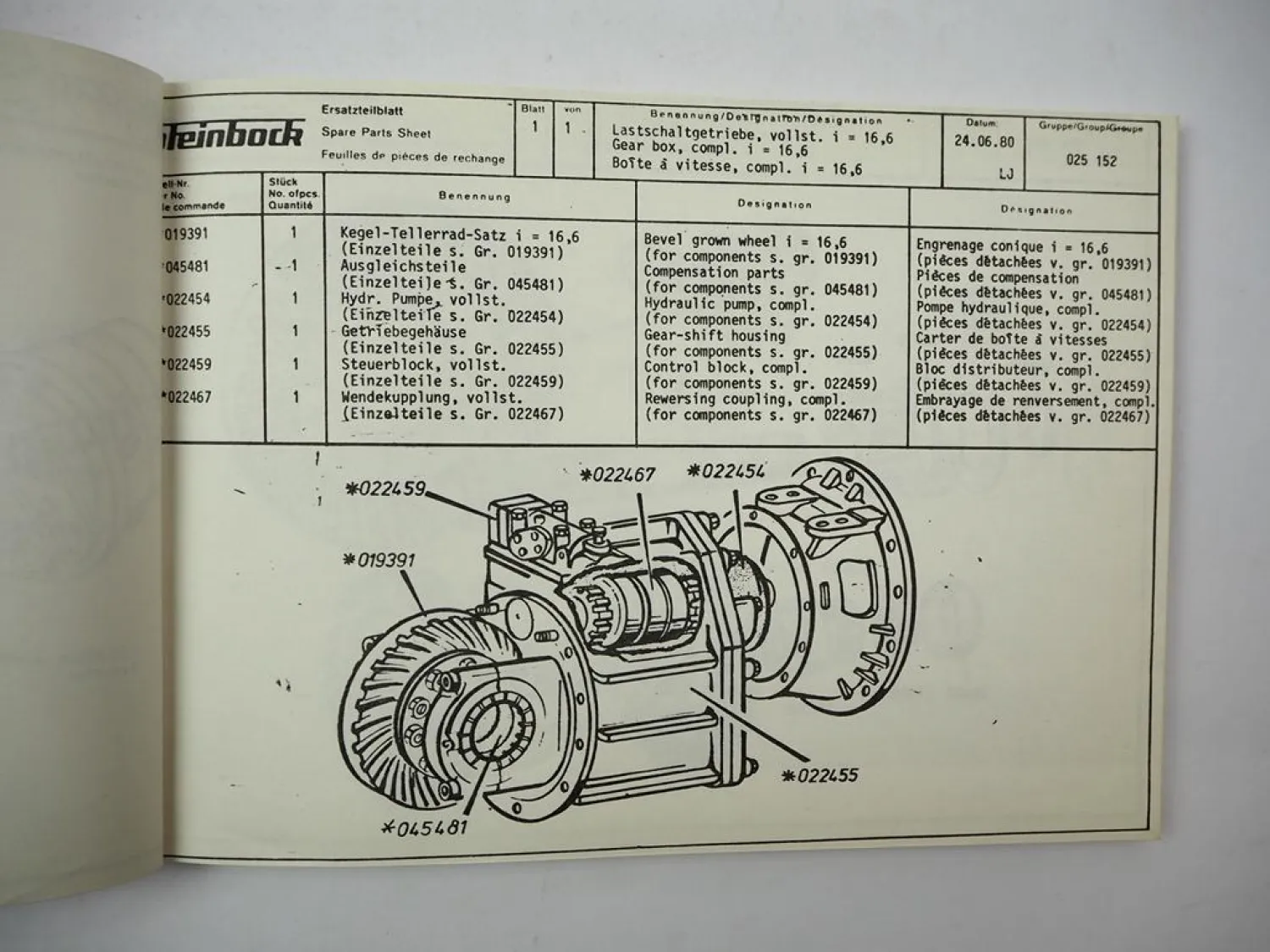 Steinbock DFG3F 340 Gabelstapler Ersatzteilliste Parts List 1970/80er J.