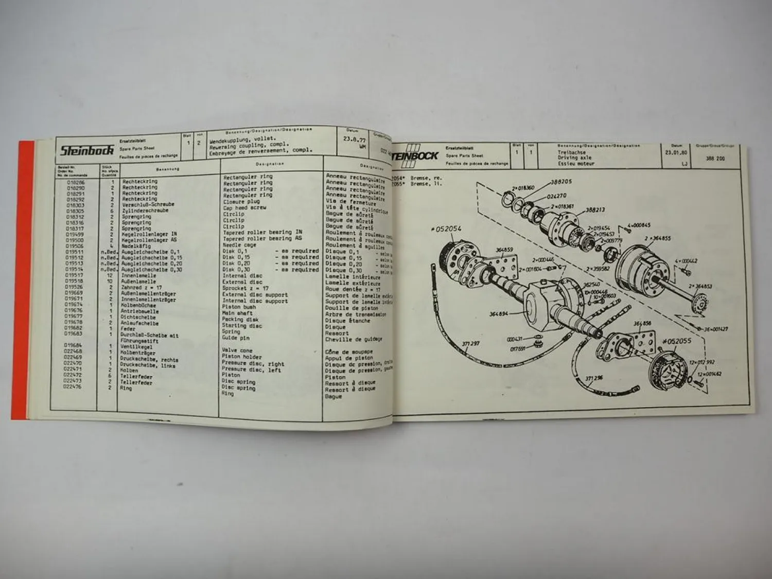 Steinbock DFG3F 340 Gabelstapler Ersatzteilliste Parts List 1970/80er J.