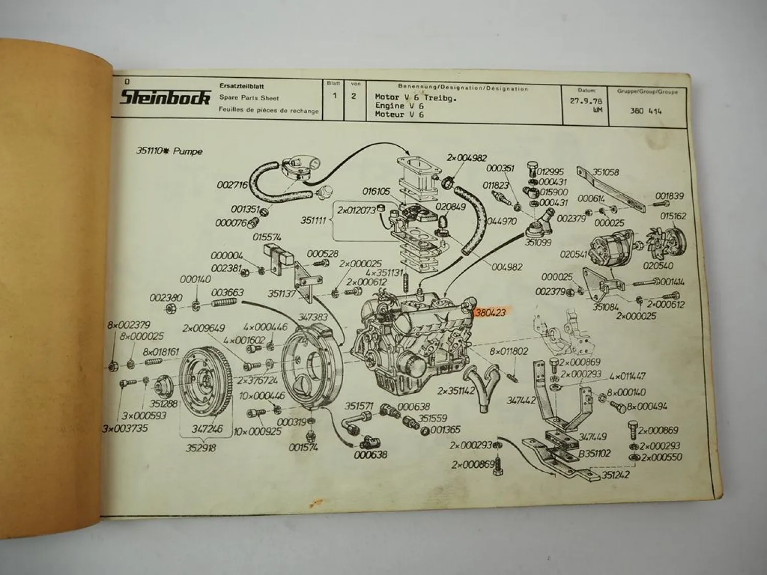 Steinbock TFG 4DR 340 Gabelstapler Treibgas Ersatzteilliste Parts List ca. 1978