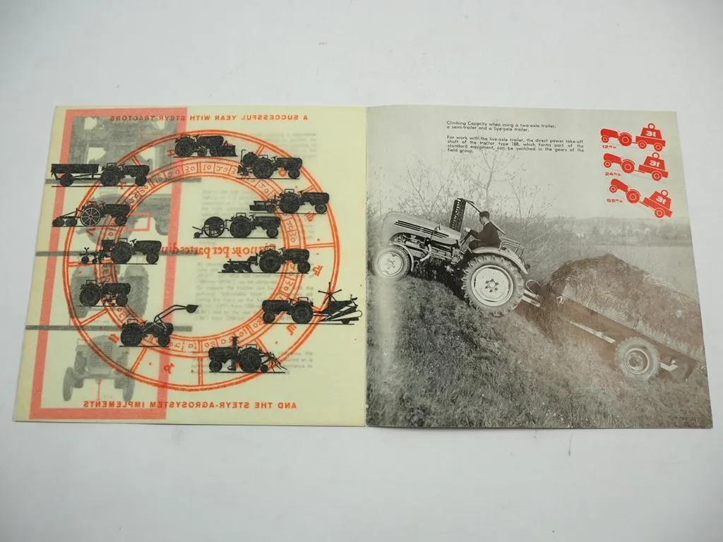 Steyr 188 Tractor Brochure with technical data 1961 Traktor Prospekt in englisch