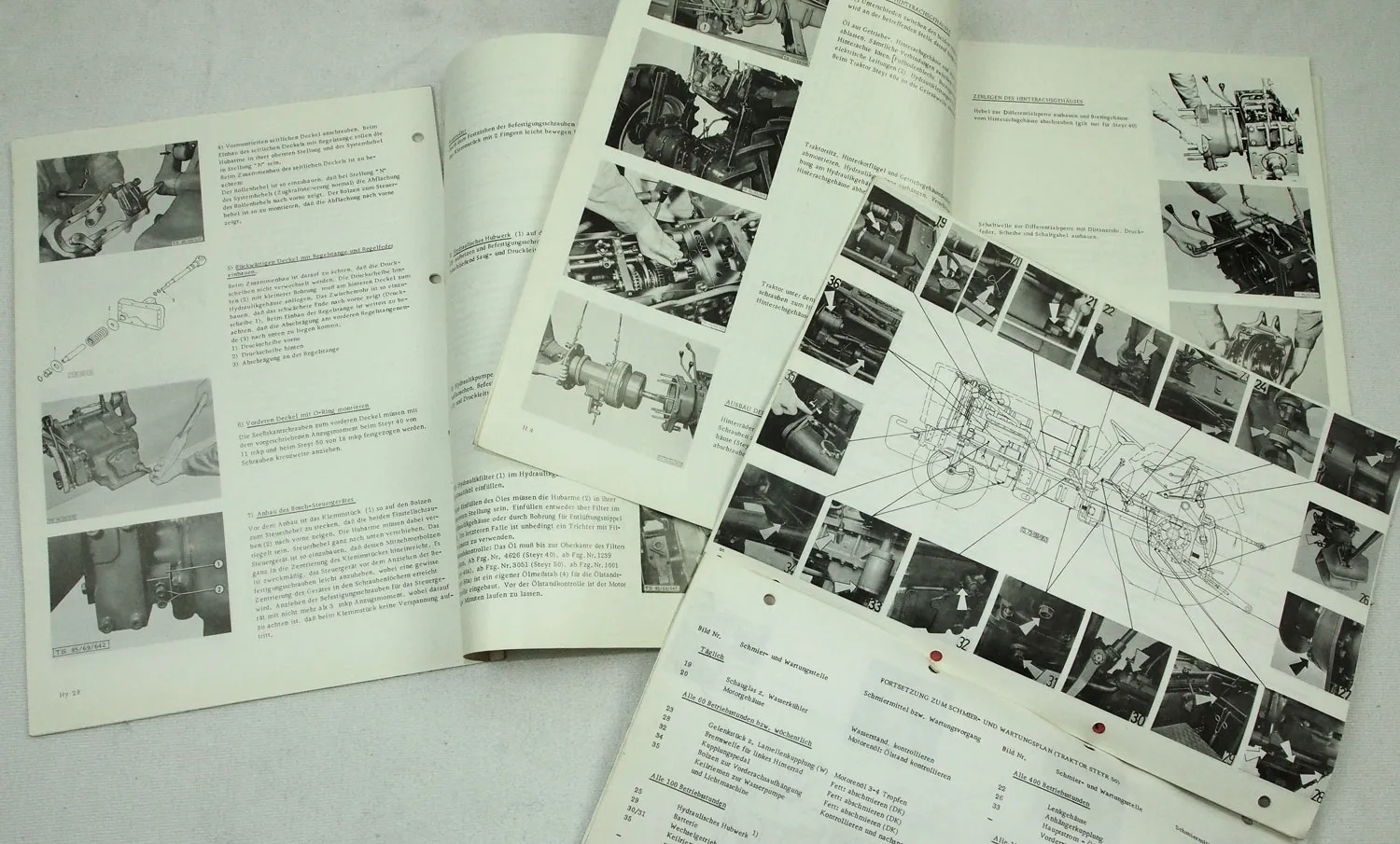 Steyr 40 40a Ergänzungen Reparaturhandbuch Schmierung Hinterachse Hubwerk