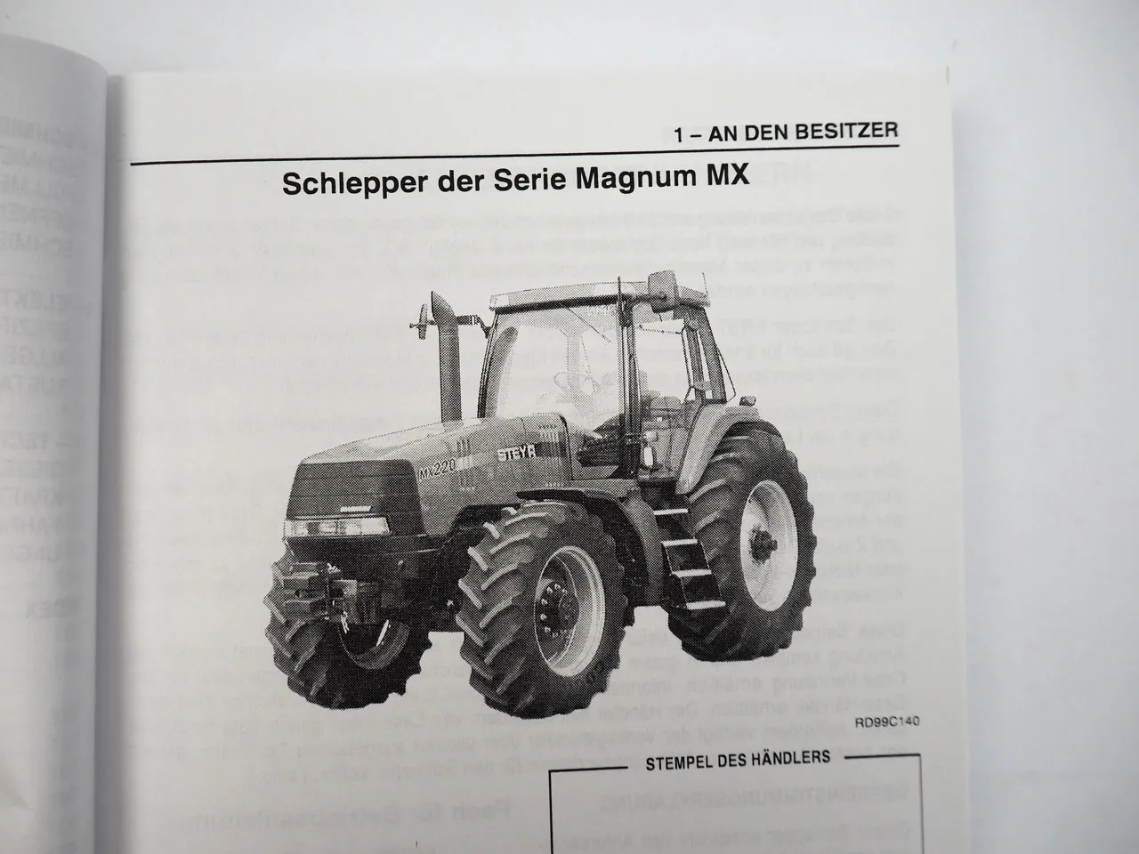 Steyr Case MX 180 200 220 240 270 Schlepper Betriebsanleitung Bedienung