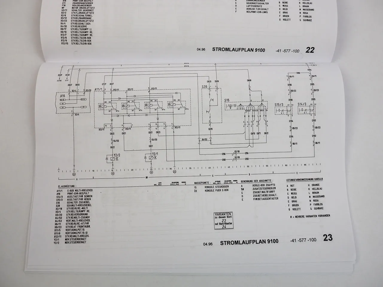 Steyr M 9105 9115 9125 9145 Stromlaufplan Elektrik Leitungen Kabelstränge 1996