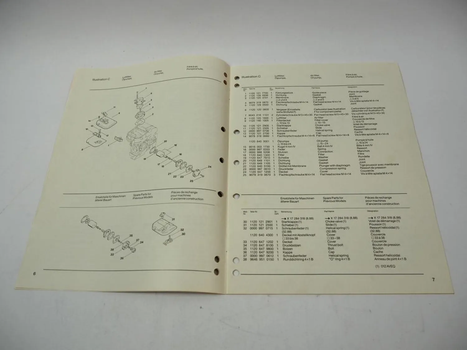 Stihl 012 Kettensäge Ersatzteilliste Spare Parts List Liste des pieces 1991