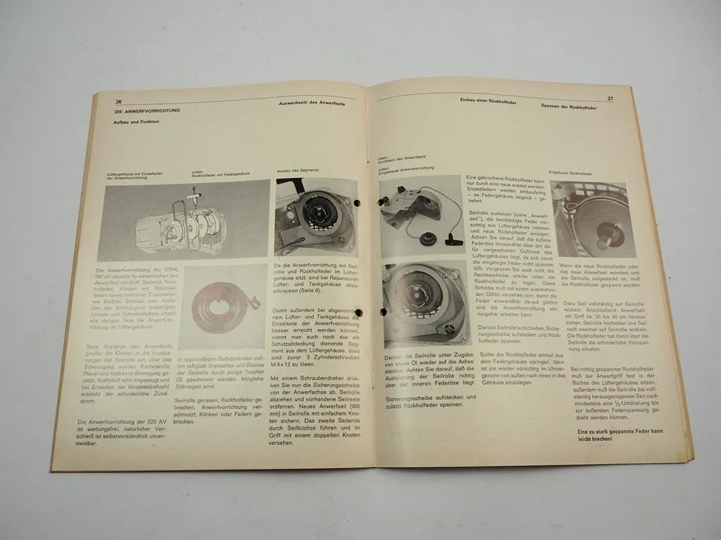 Stihl 020 AV 020 AVP Typ1114 Motorsäge Werkstatthandbuch Reparaturanleitung 1972