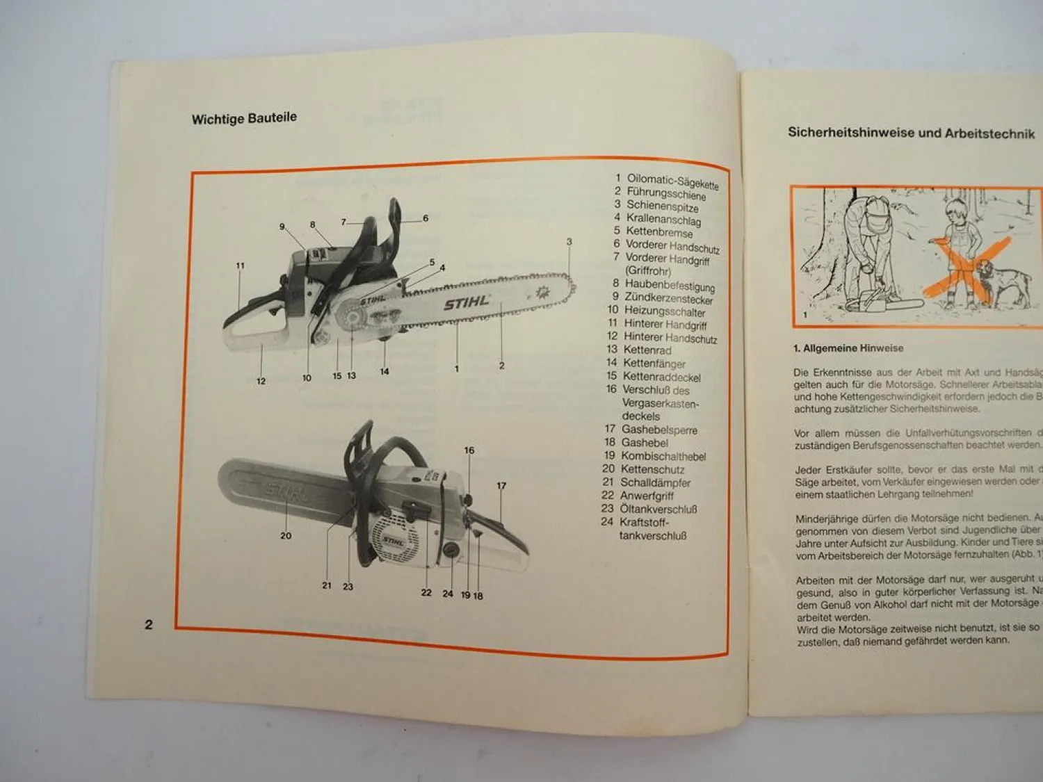 Stihl 026 026W Motorsäge Montage Betriebsanleitung Bedienung Wartung 1989