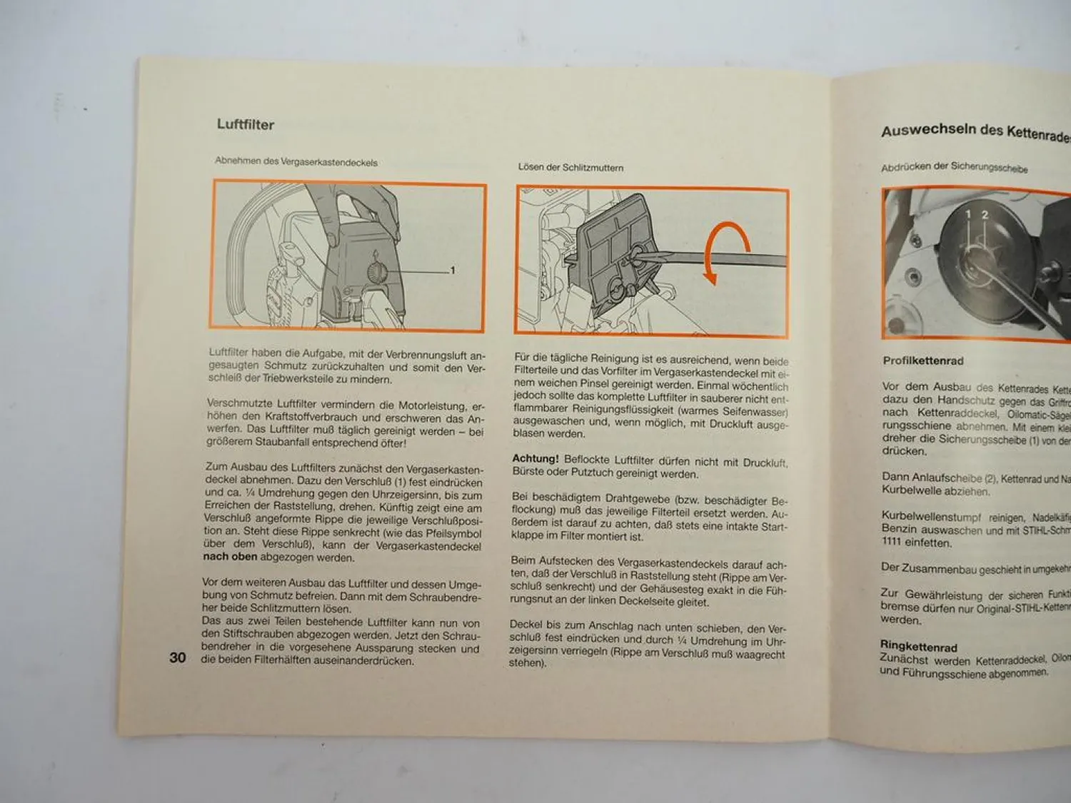 Stihl 026 026W Motorsäge Montage Betriebsanleitung Bedienung Wartung 1989