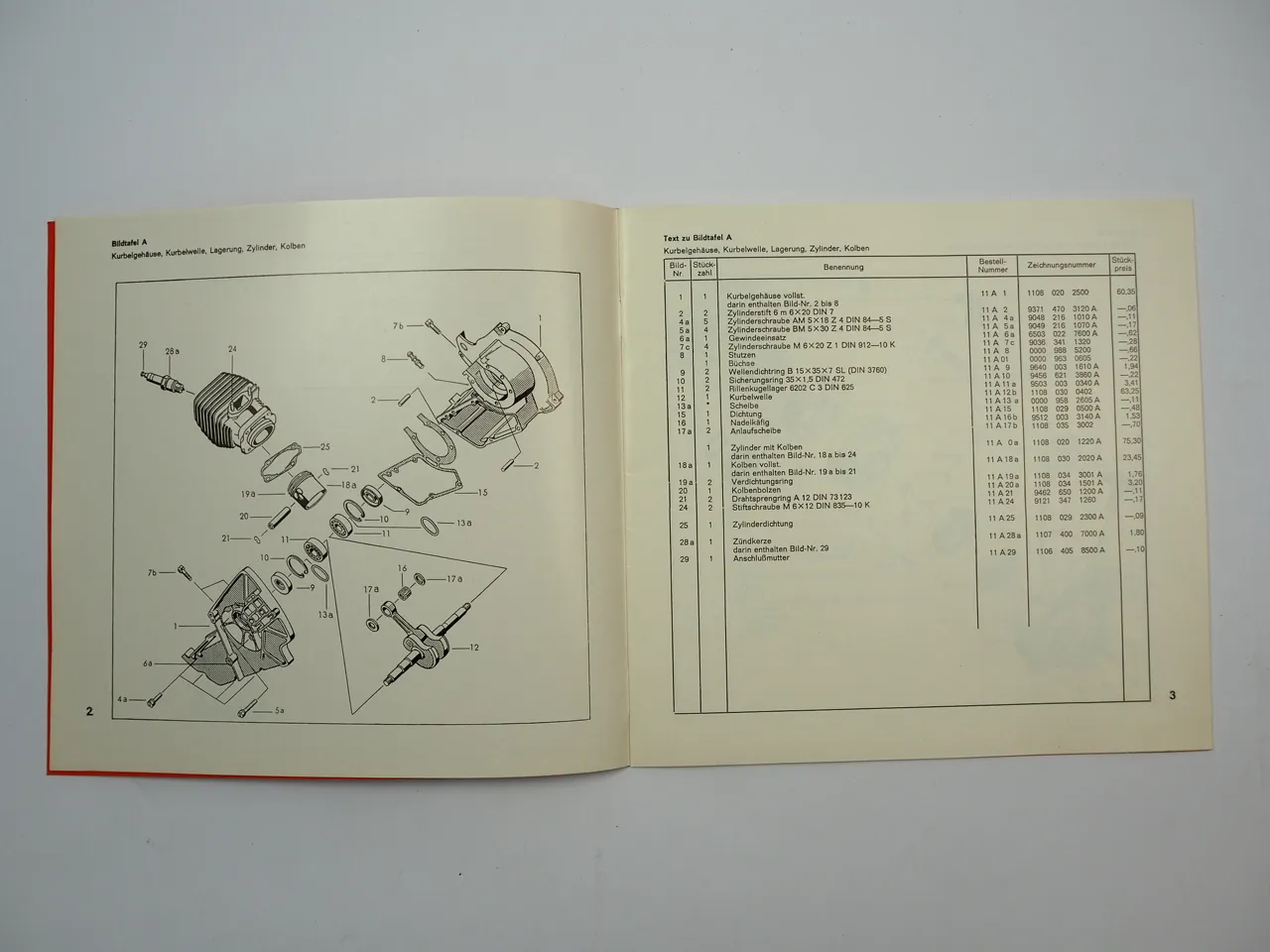 Stihl 08S Motorsäge Ersatzteilliste Preisliste ab 1970