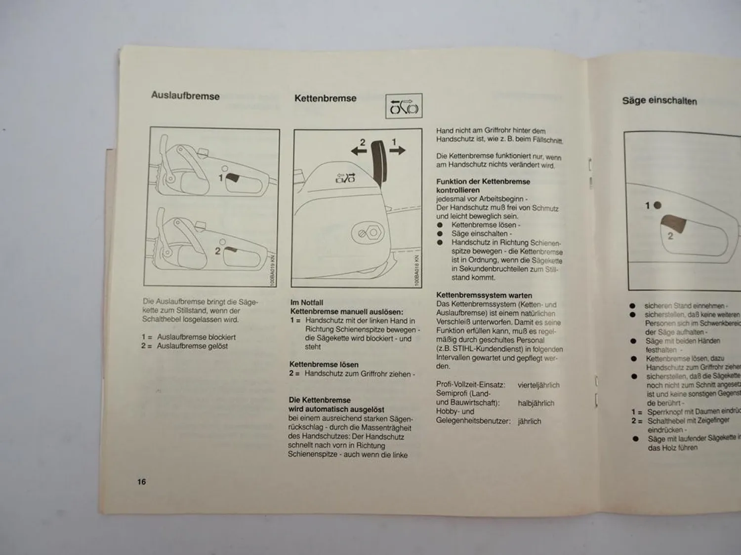 Stihl E 140 160 180 Motorsäge Kettensäge Betriebsanleitung Bedienung 1997