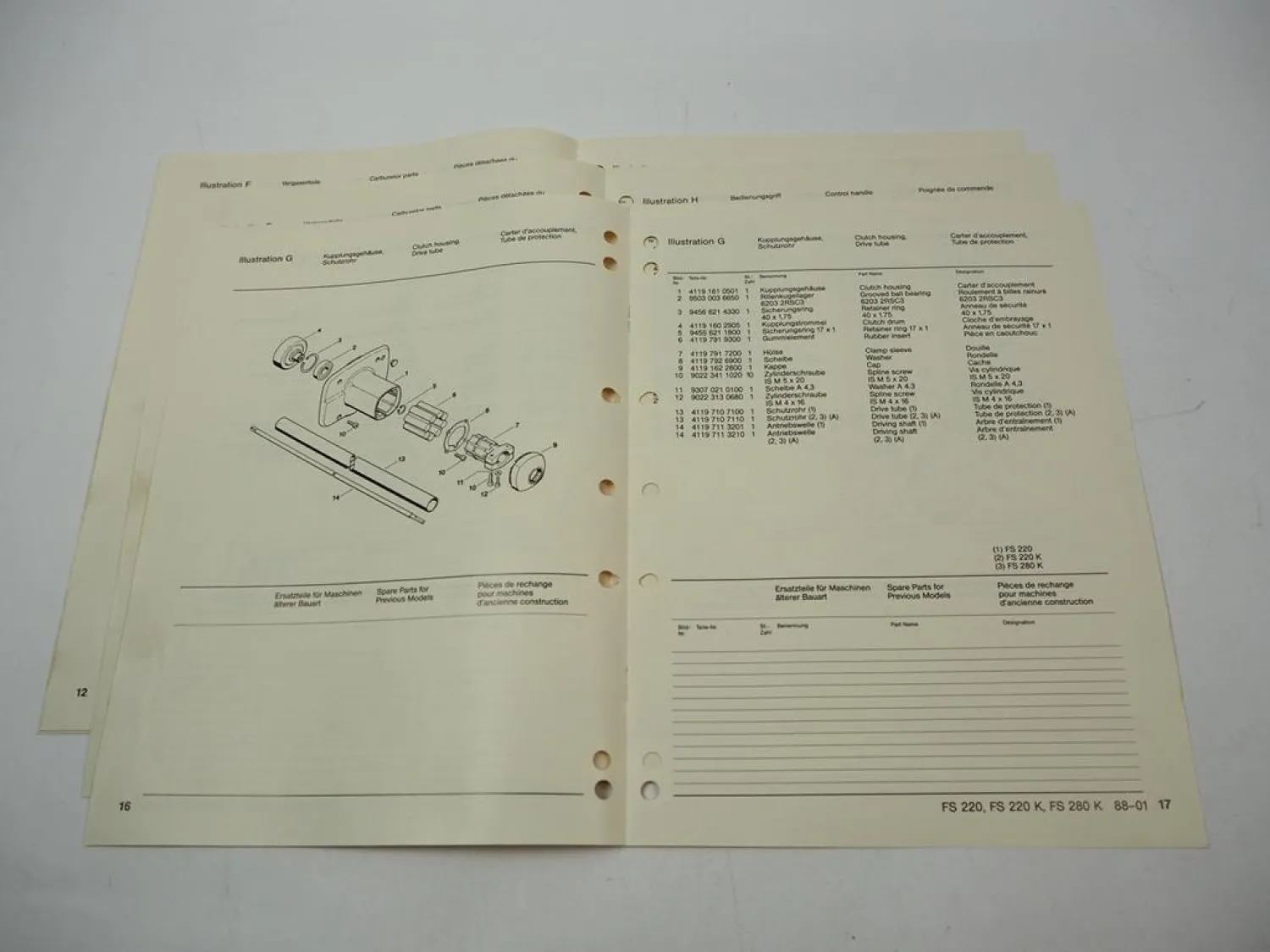 Stihl FS 220 280 Freischneider Ersatzteilliste Spare Parts List Liste pieces 88