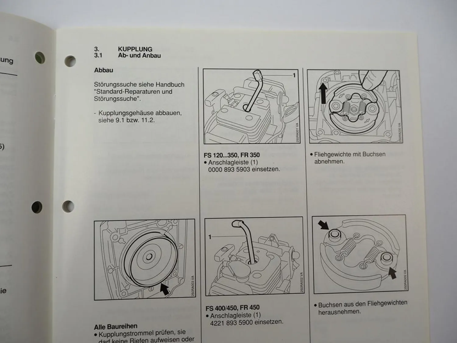 Stihl FS 300 350 400 450 FR 350 450 Motorsense Werkstatthandbuch Reparatur 2000