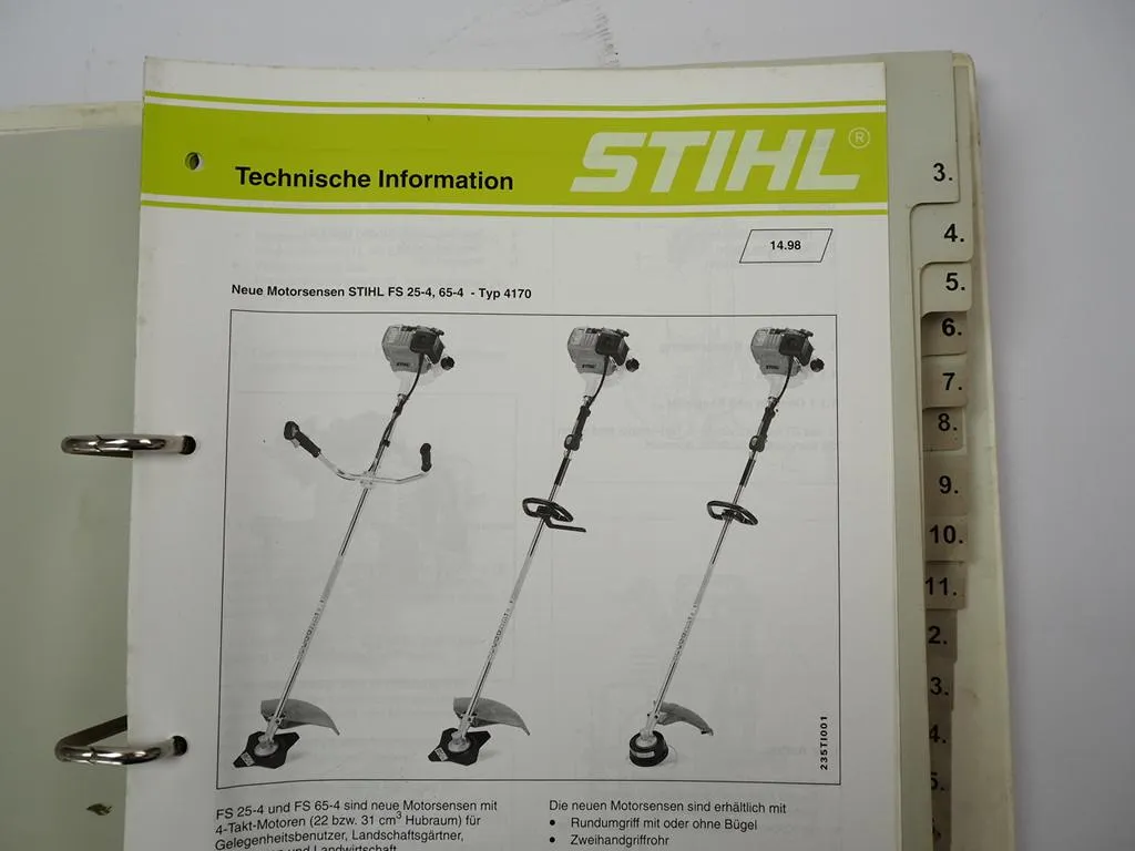 Stihl FS FR Motorsensen Freischneider Sammlung Technische Informationen 1986-98