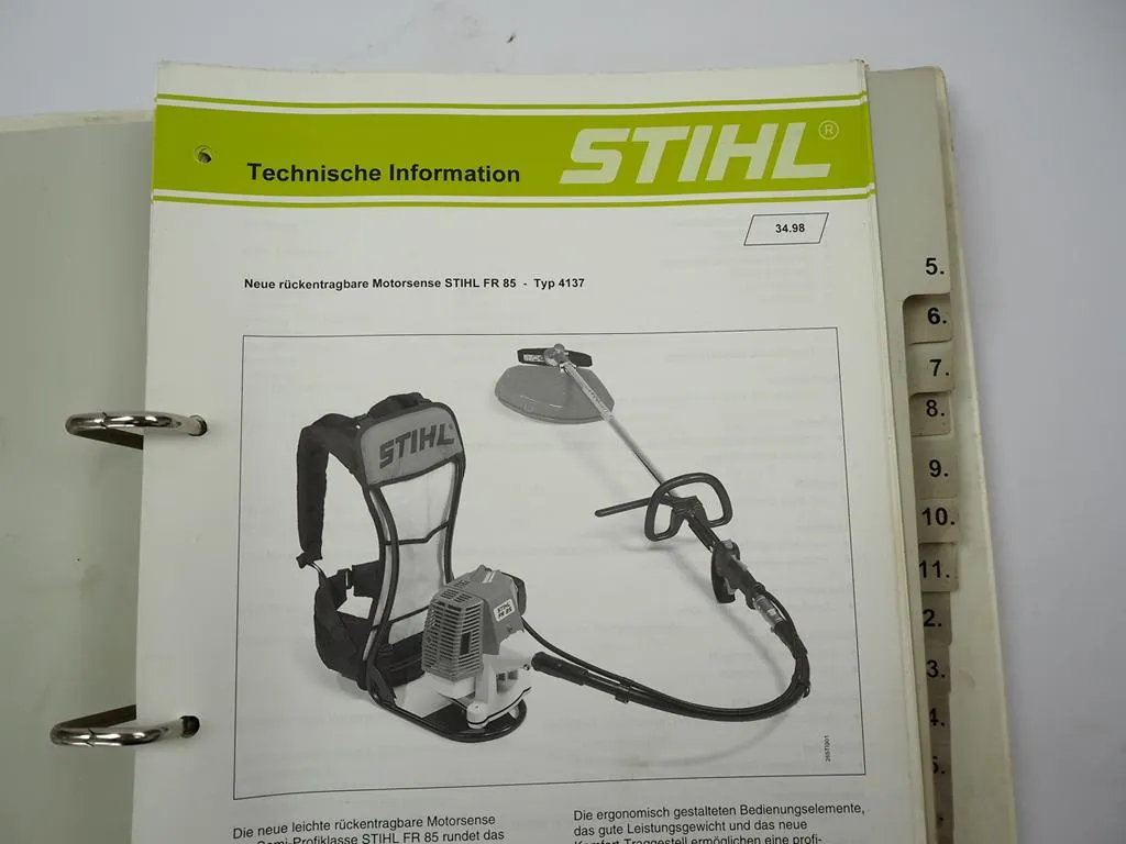 Stihl FS FR Motorsensen Freischneider Sammlung Technische Informationen 1986-98