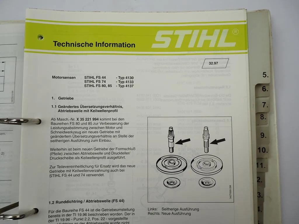 Stihl FS FR Motorsensen Freischneider Sammlung Technische Informationen 1986-98