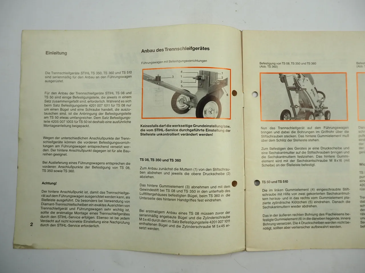 Stihl Führungswagen für Trennschleifer TS Anbauanleitung Ersatzteilliste