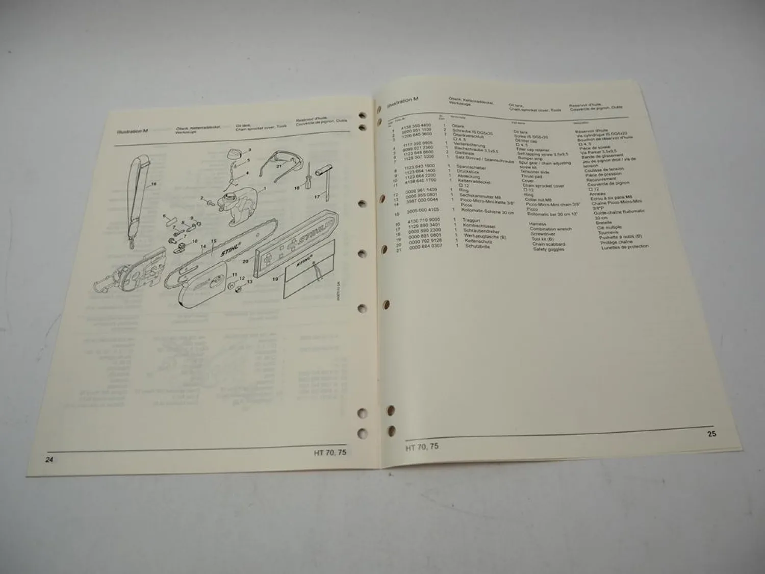 Stihl HT 70 75 Hochentaster Ersatzteilliste Spare Parts List Liste des pieces 99
