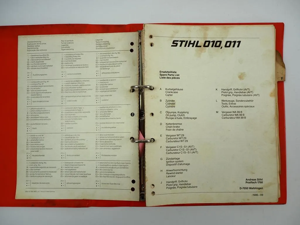 Stihl Motorsägen Freischneider Sammlung Ersatzteillisten Parts List 1980er Jahre