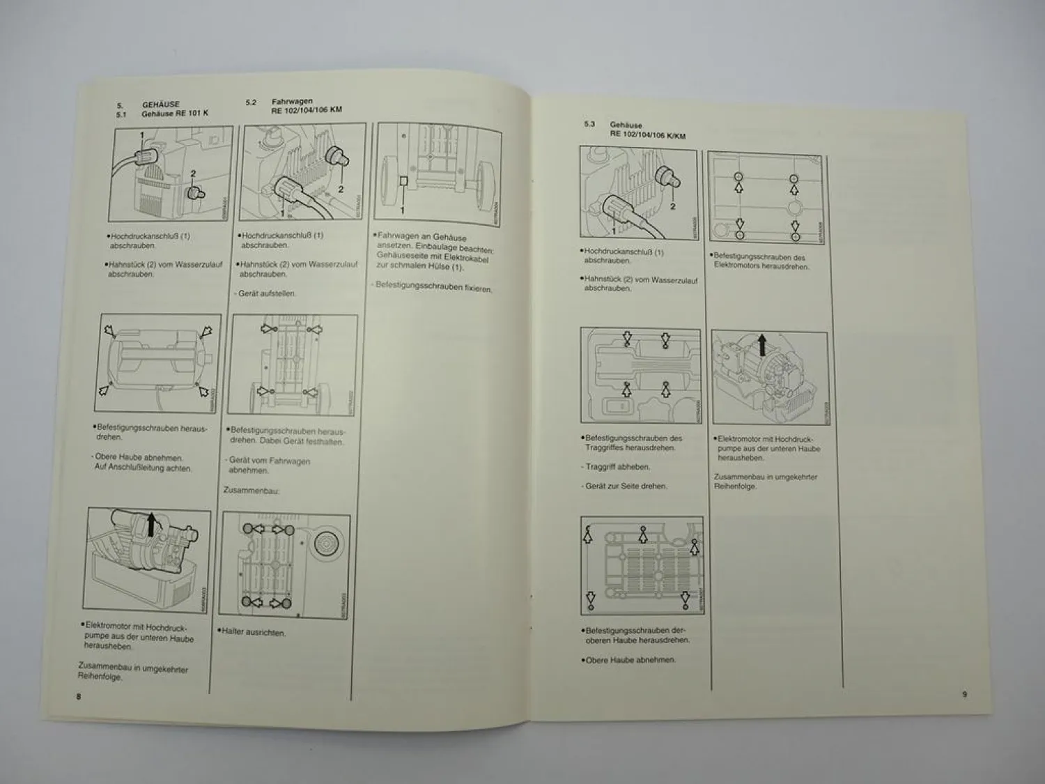 Stihl RE 101 102 104 106 Hochdruckreiniger Werkstatthandbuch Reparatur