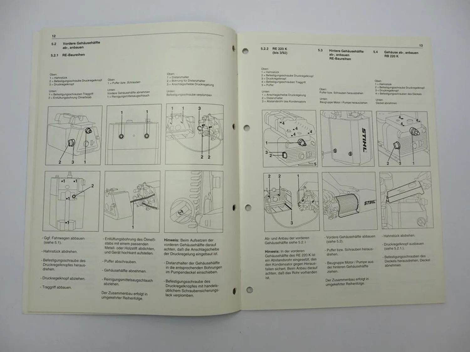 Stihl RE 110 120 220 240 250 260 K RB220K Hochdruckreiniger Werkstatthandbuch 93
