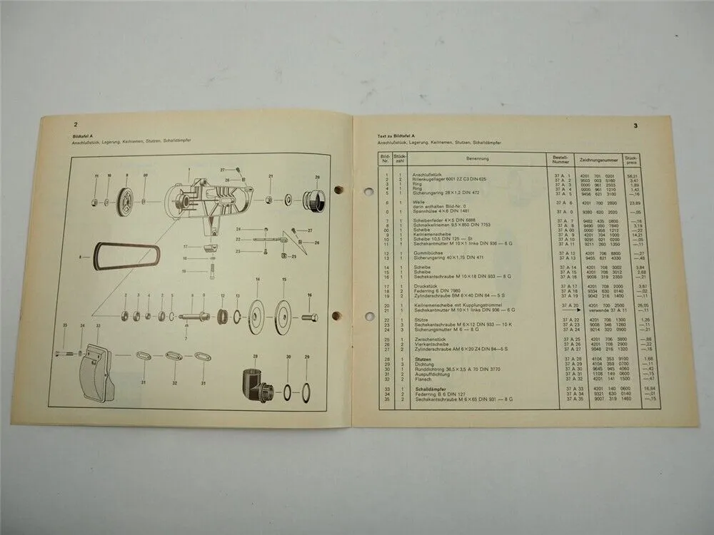 Stihl TS Trennschleifer Ersatzteilliste Preisliste ab 1970
