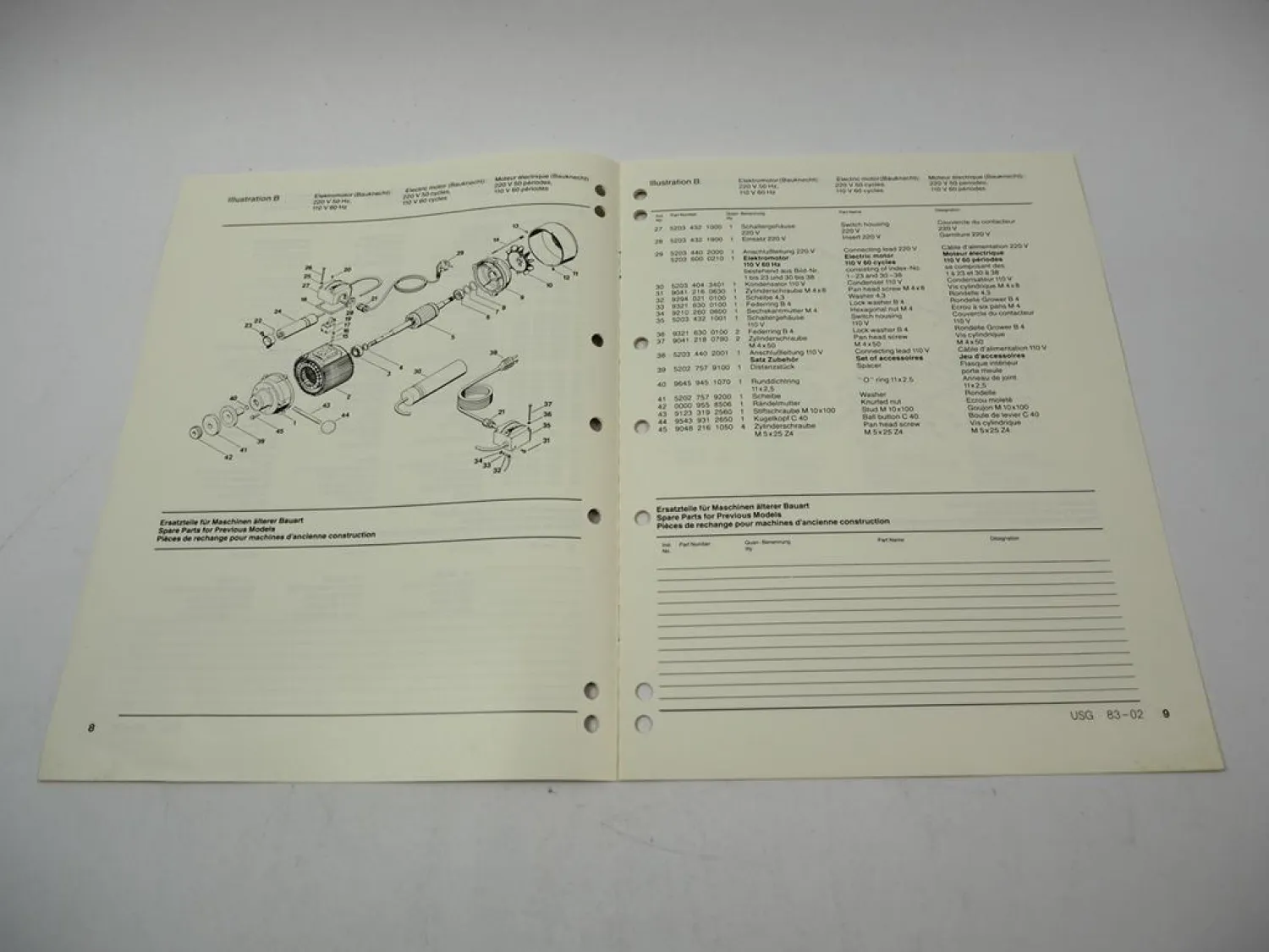 Stihl USG Universal Schärfgerät Ersatzteilliste Spare Parts List Liste pieces 83