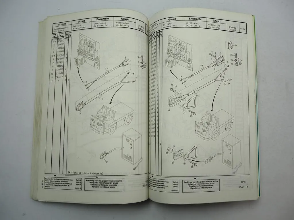 Still R08 Elektrowagen Transporter Ersatzteilliste Spare Parts List 1987