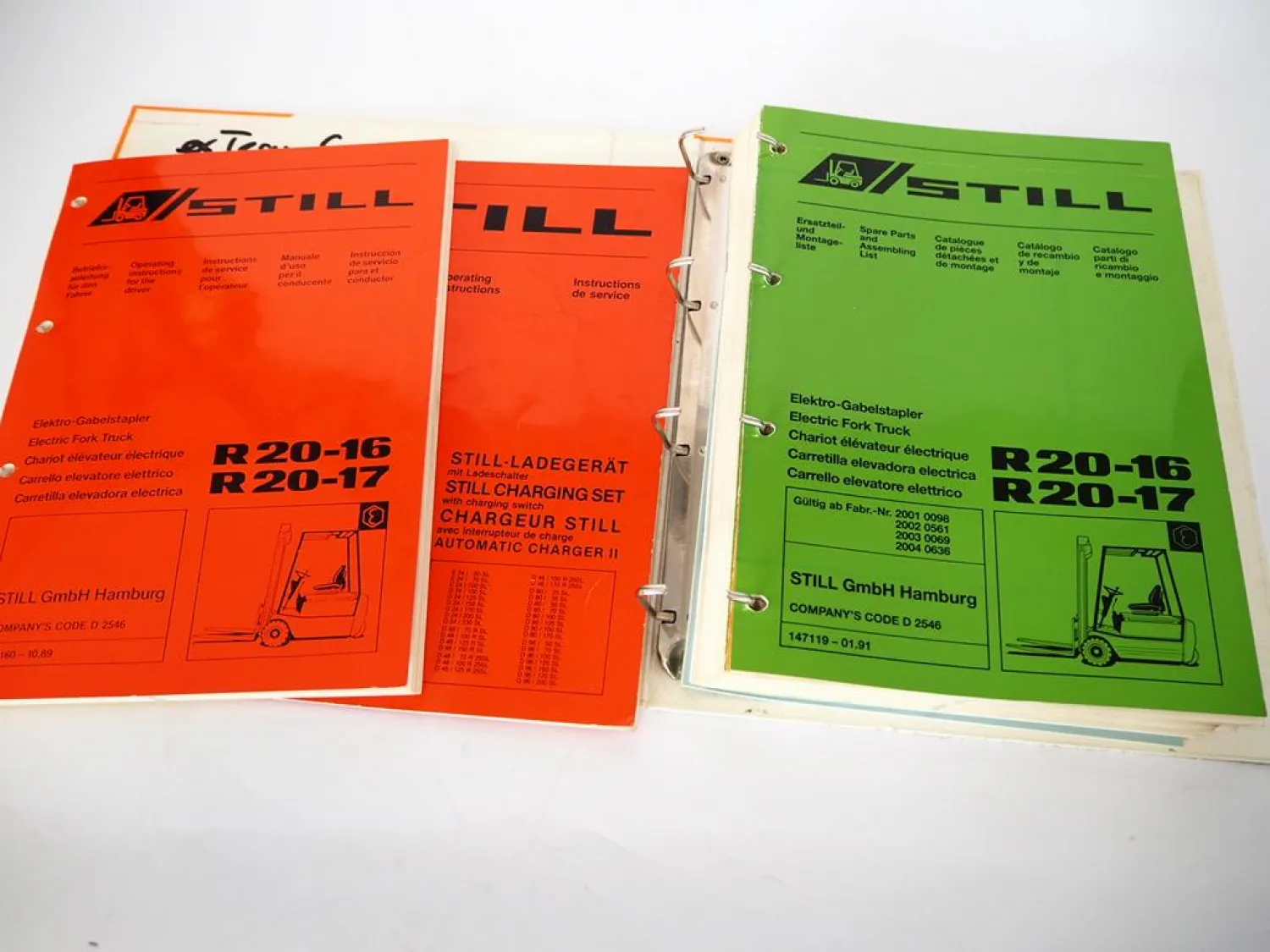 Still R20-16 R20-17 Gabelstapler Betriebsanleitung Wartung Ersatzteilliste in 5 Sprachen