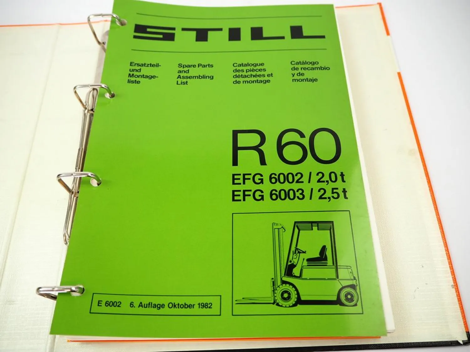 Still R60 EFG 6002 2.5 t & 6003 2.5 t Gabelstapler Ersatzteilliste Spare Parts List