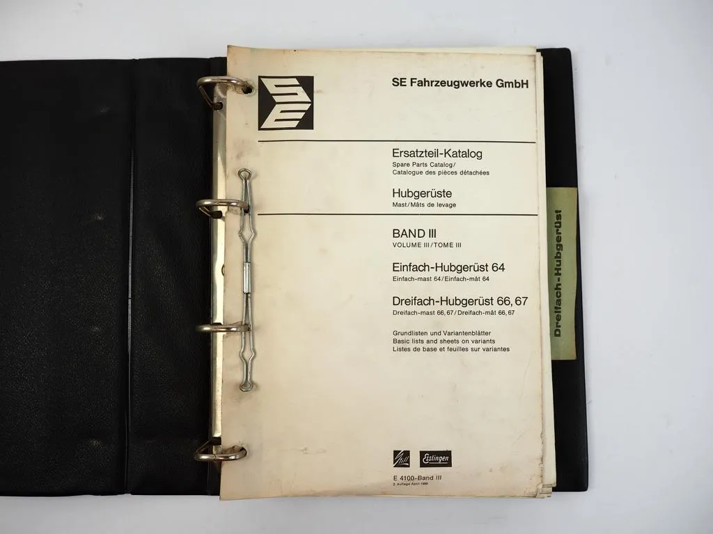 Still SE Hubgerüste Bd.3 Einfach- Dreifach- Hubgerüst Ersatzteilliste 1969