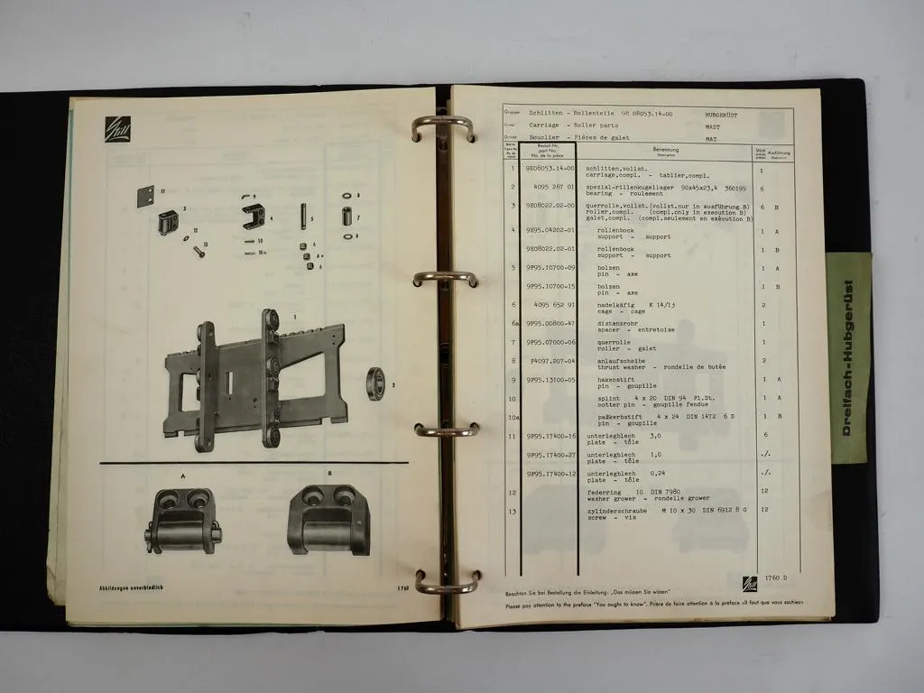 Still SE Hubgerüste Bd.3 Einfach- Dreifach- Hubgerüst Ersatzteilliste 1969