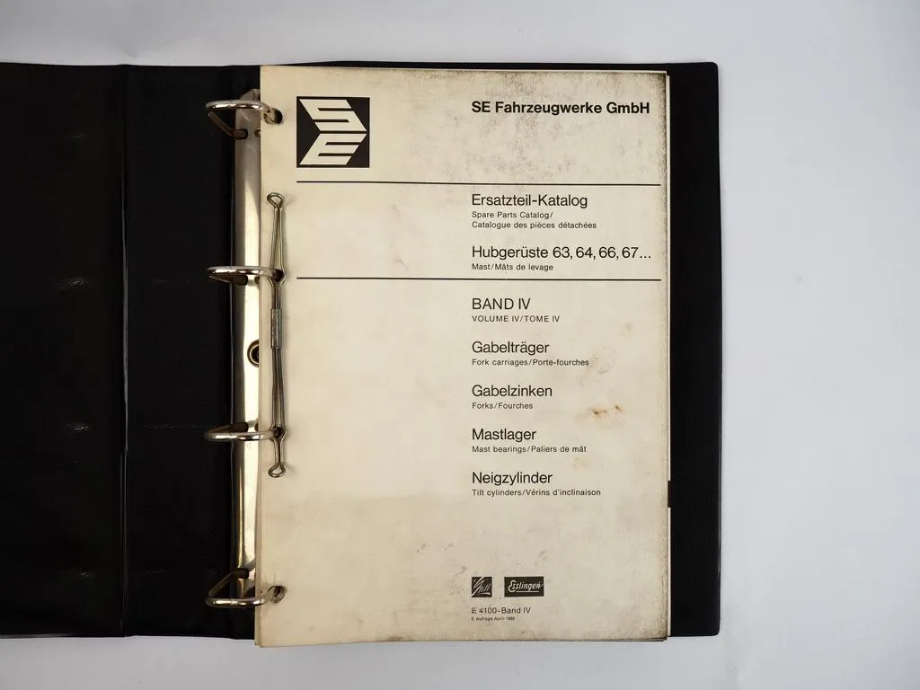 Still SE Hubgerüste Bd.4 Gabelträger Gabelzinken Mastlager Ersatzteilliste 1969