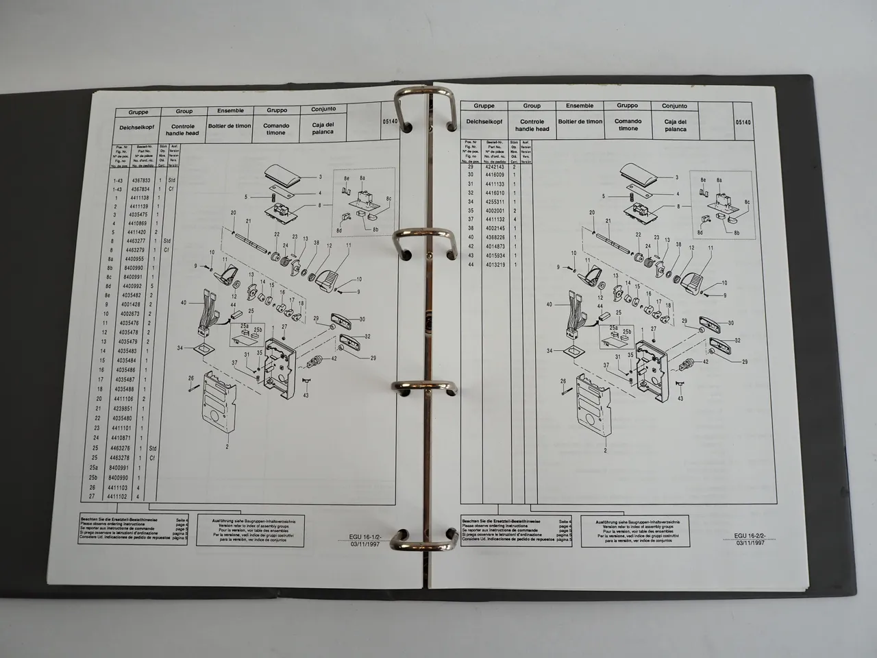 Still Wagner EGU16 Elektro Hubwagen Ersatzteilliste Spare Parts List 1997