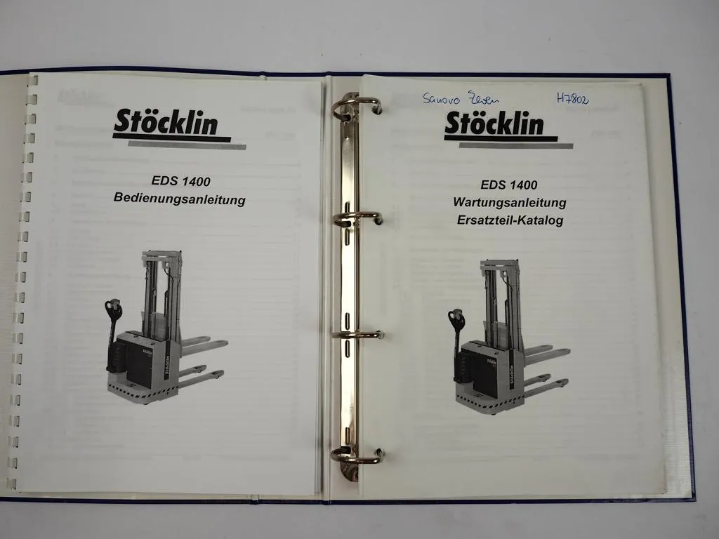 Stöcklin EDS1400 Hochhubwagen Bedienungsanleitung Ersatzteilkatalog 2001