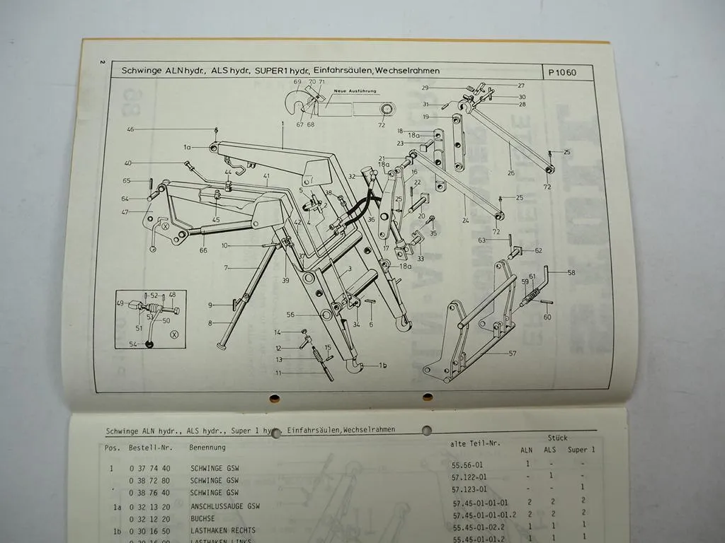 Stoll ALN ALS Super1 Frontlader Ersatzteilliste Ersatzteilkatalog 1986