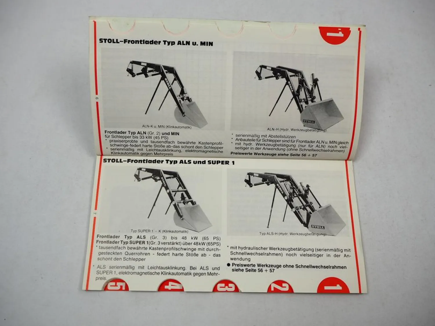 Stoll Frontlader für Schlepper Case IHC Deutz Fahr Eicher Fendt Preisliste 1987