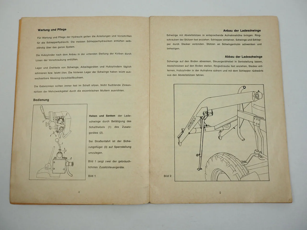 Stoll Frontlader Grösse N S Betriebsanleitung Ersatzteilliste 1969