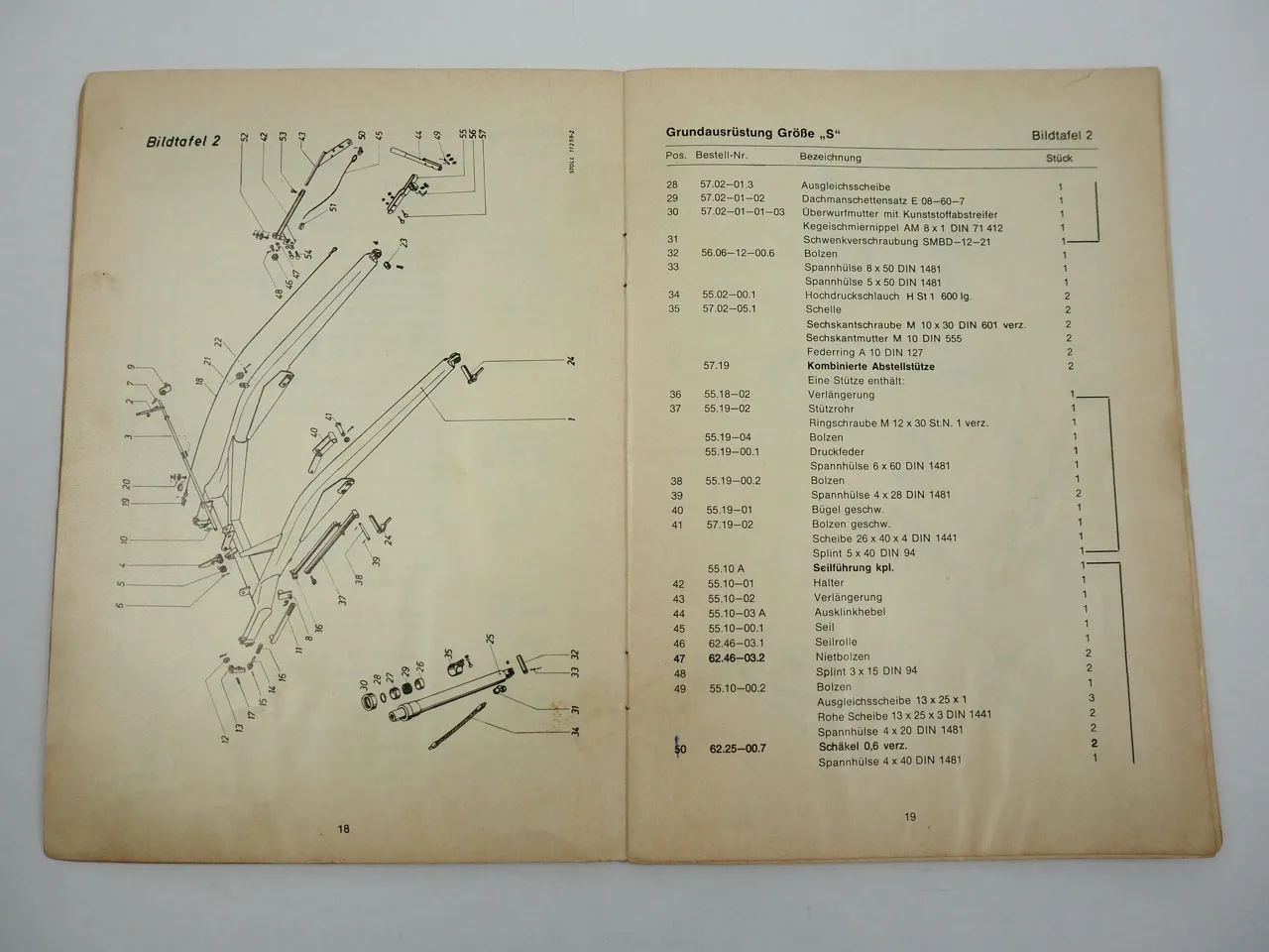 Stoll Frontlader Grösse N S Betriebsanleitung Ersatzteilliste 1970