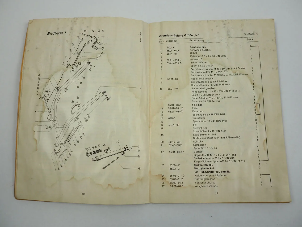 Stoll Frontlader Grösse N S Betriebsanleitung Ersatzteilliste 1970