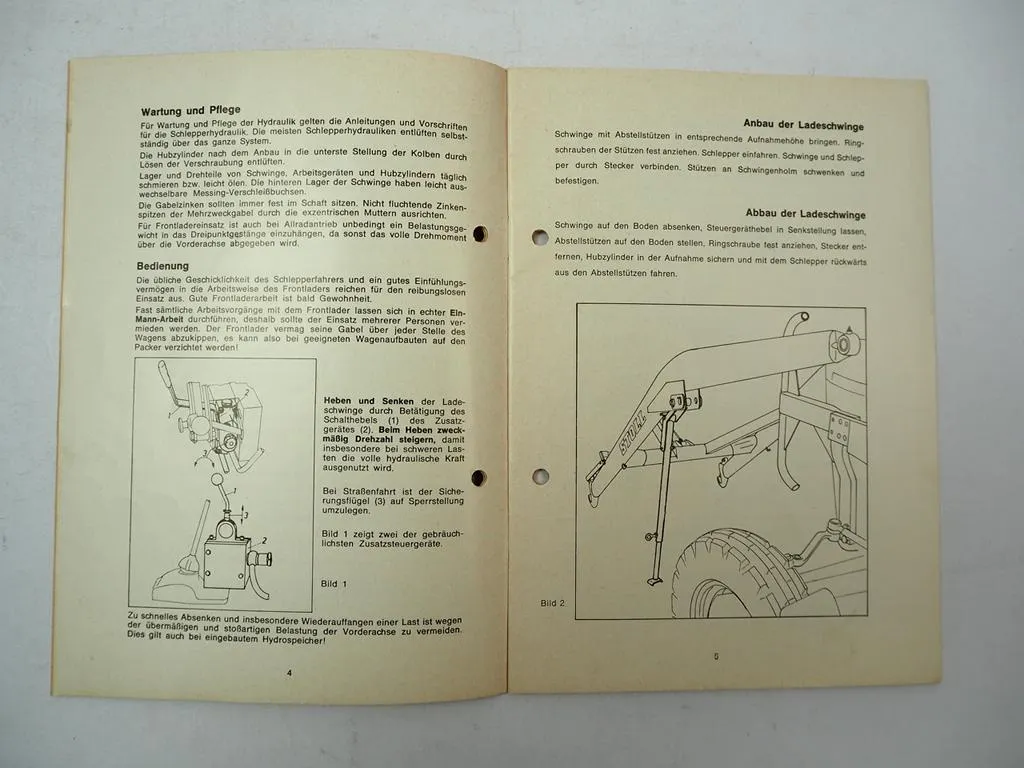 Stoll Frontlader N S für Schlepper Betriebsanleitung Ersatzteilliste 1970