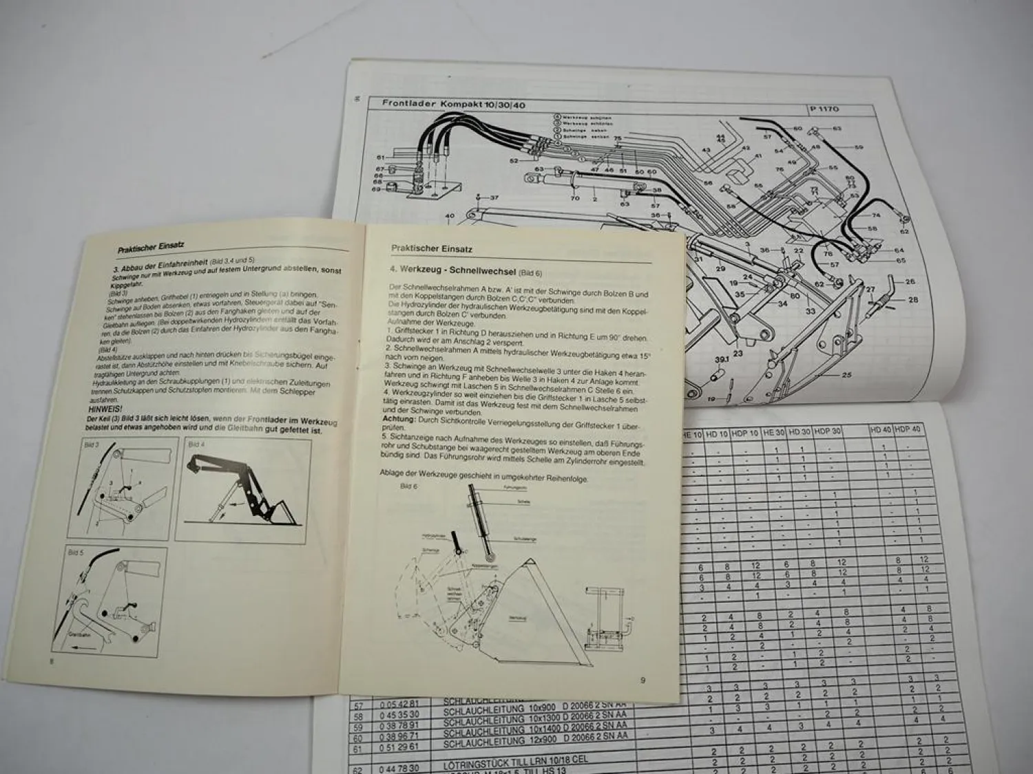 Stoll Frontlader Robust HE HD HDP Betriebsanleitung Anbau Ersatzteilliste 1992