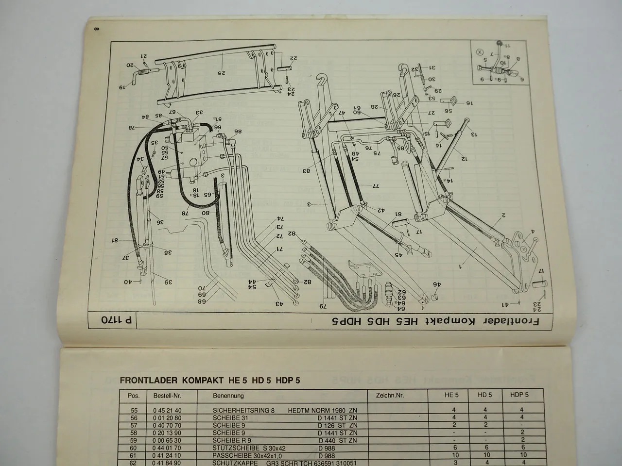 Stoll HE HD HDP Frontlader Betriebsanweisung Ersatzteilliste 1990