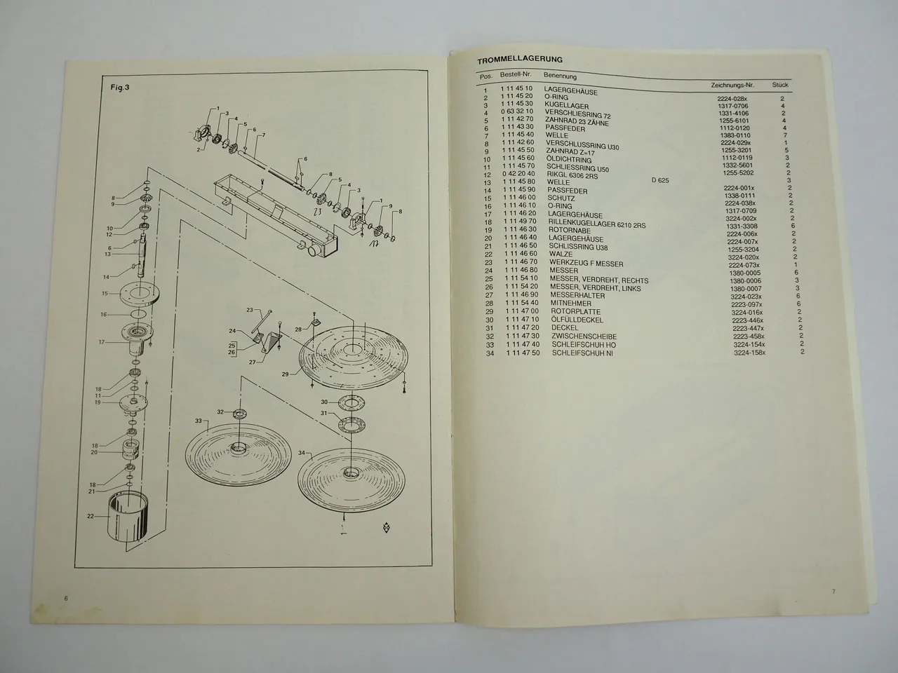 Stoll M170T Trommelmähwerk Betriebsanleitung Ersatzteilliste 1992