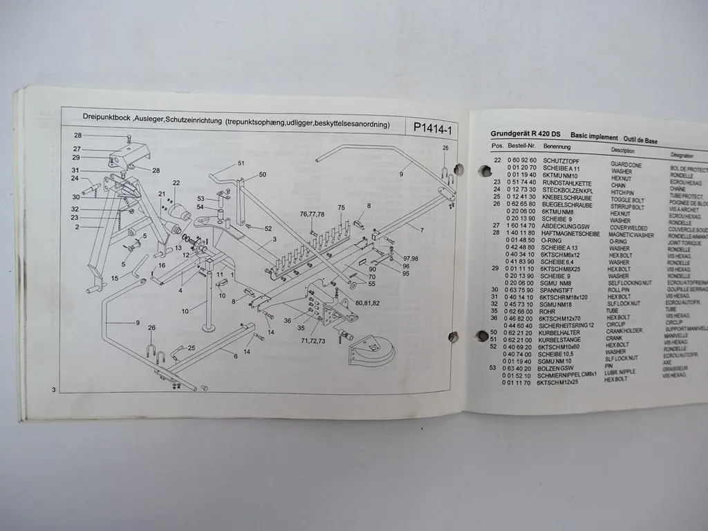 Stoll R420-4 DS AS Schwader Betriebsanleitung Ersatzteilliste 2003