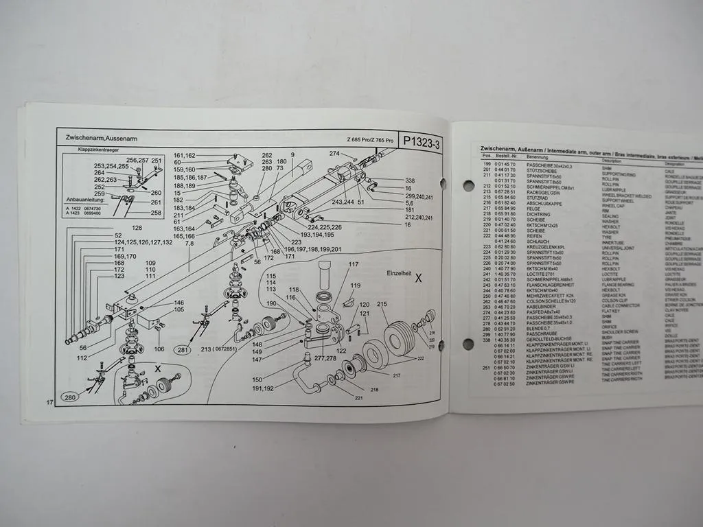 Stoll Z 685 765 Pro Zettwender Ersatzteilliste Parts List 2005