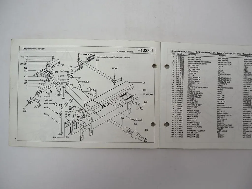 Stoll Z 685 765 Pro Zettwender Ersatzteilliste Spare Parts List 2005