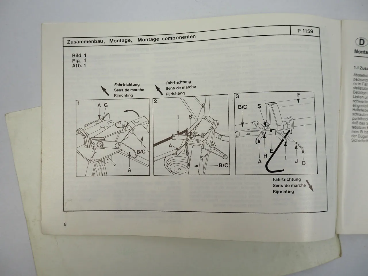 Stoll Z450D Z550D Zettwender Bedienungsanleitung Ersatzteilliste 1989
